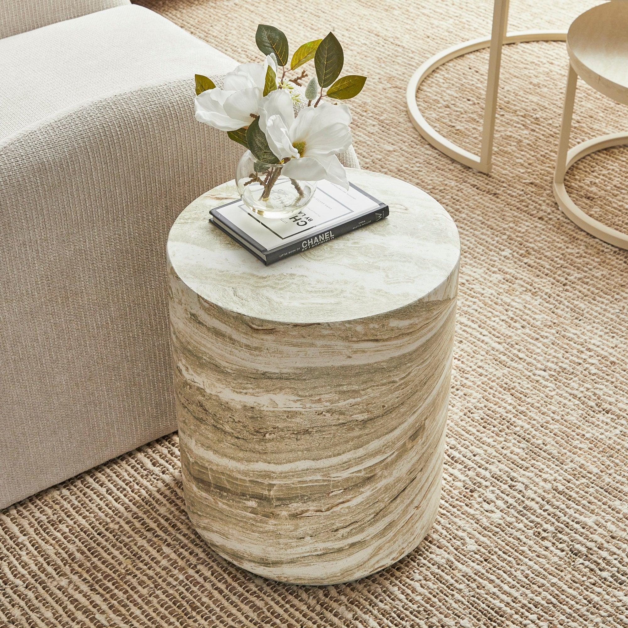 Astrid Green Marble Look Side Table