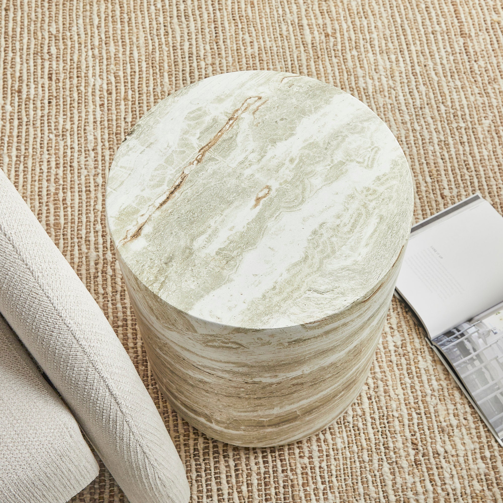Astrid Green Marble Look Side Table