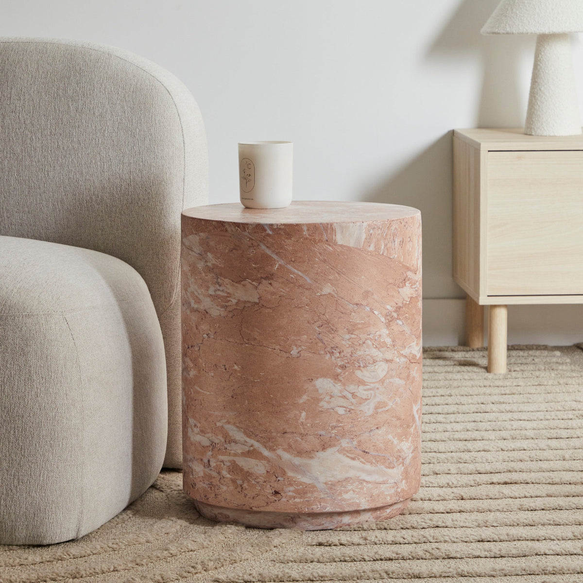 Astrid Rose Tea Marble Look Side Table