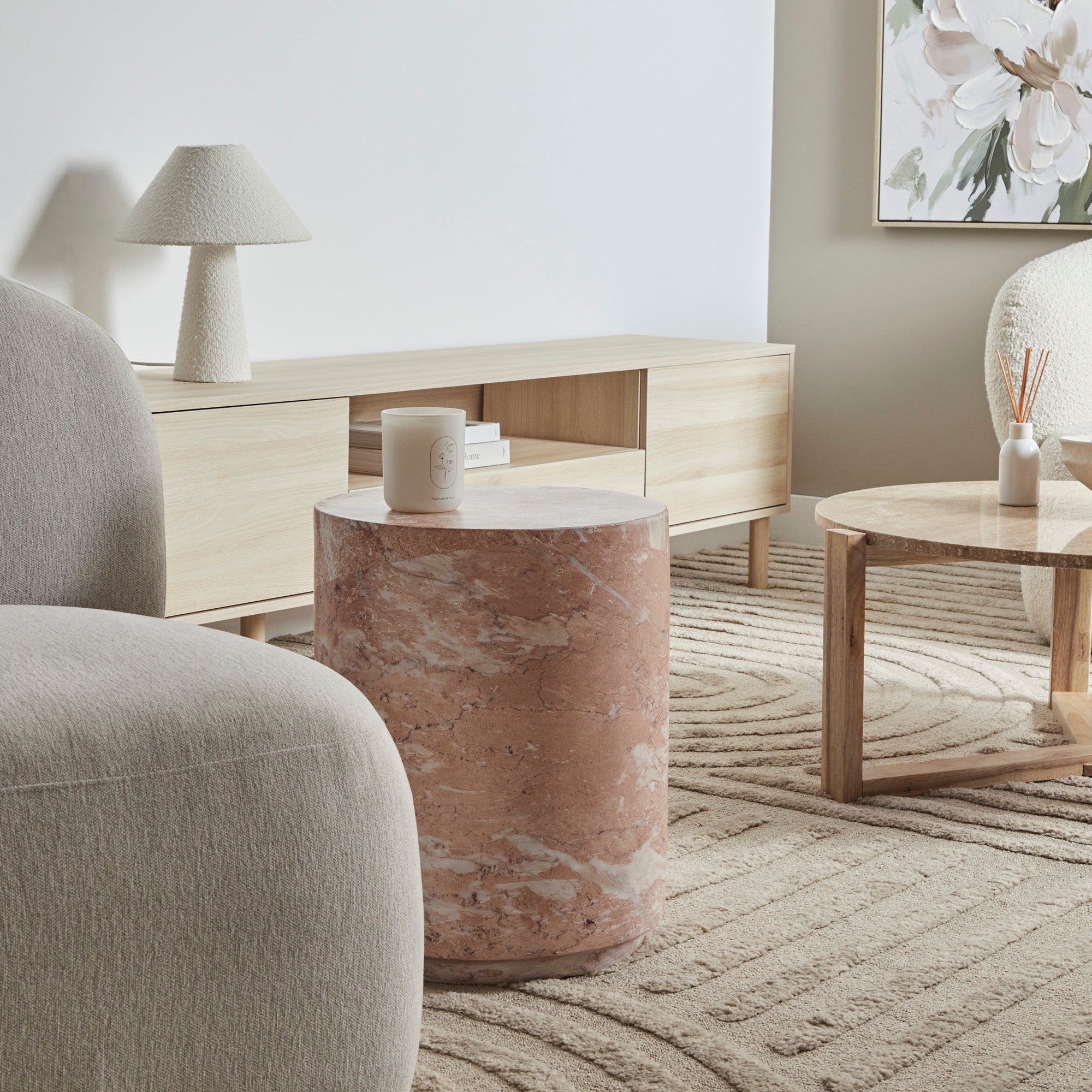 Astrid Rose Tea Marble Look Side Table