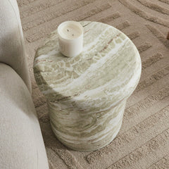 Luna MgO Stool Green Marble Look