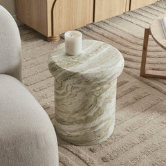 Luna MgO Stool Green Marble Look