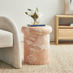 Luna 38cm MgO Tea Rose Marble Look Stool