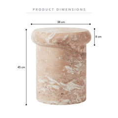 Luna 38cm MgO Tea Rose Marble Look Stool