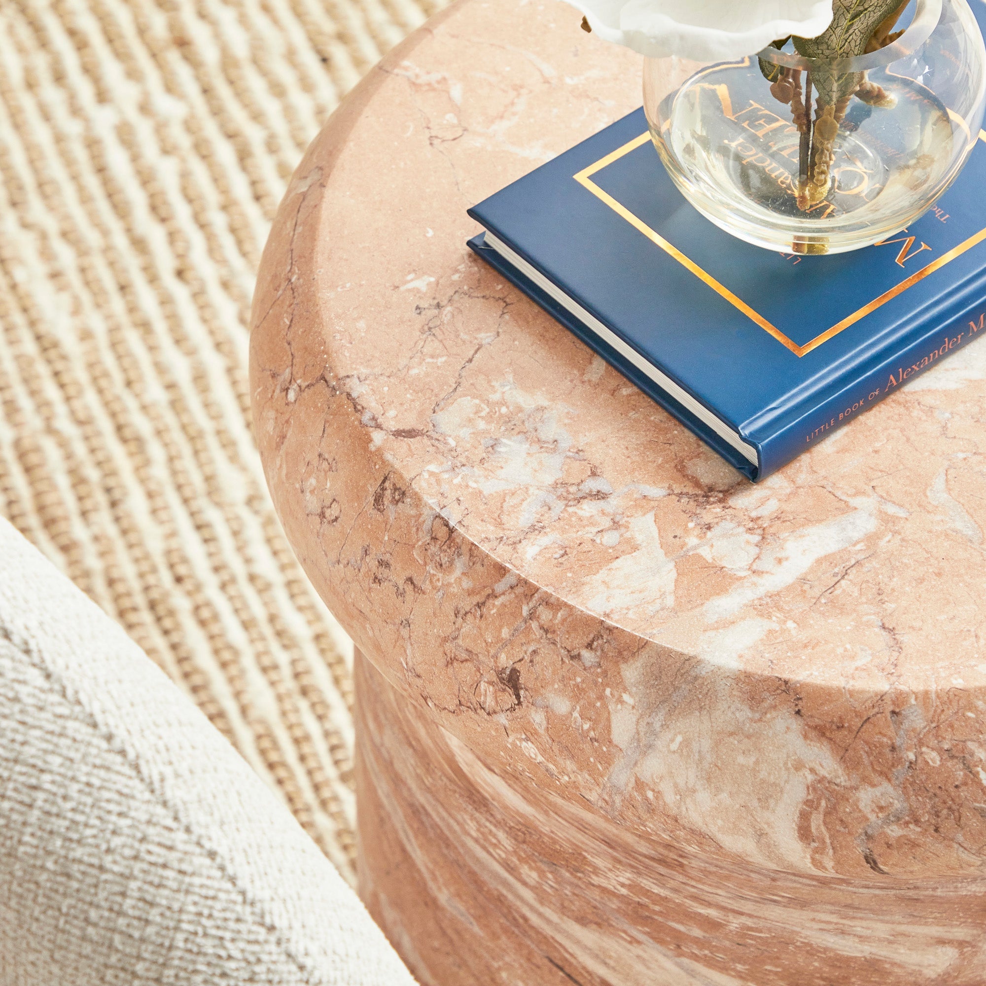 Luna 38cm MgO Tea Rose Marble Look Stool