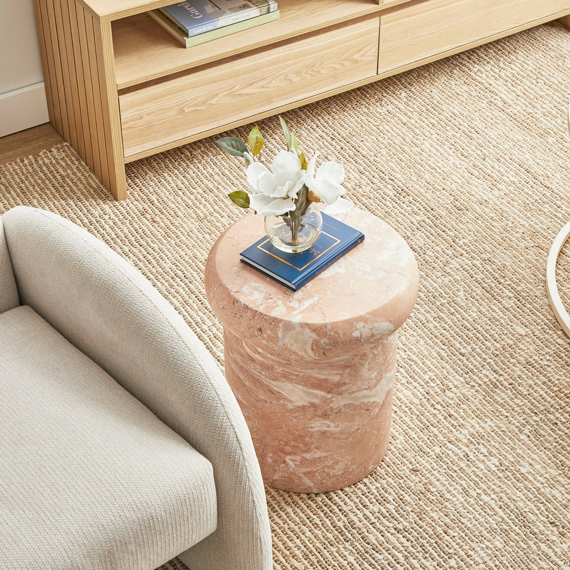Luna 38cm MgO Tea Rose Marble Look Stool
