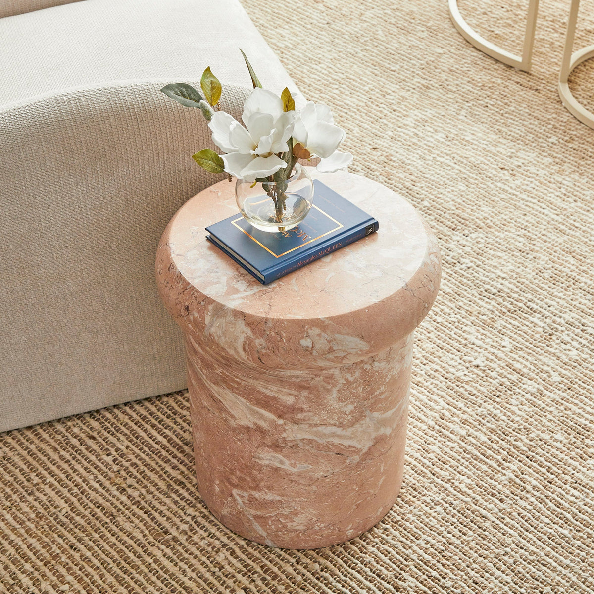 Luna 38cm MgO Tea Rose Marble Look Stool