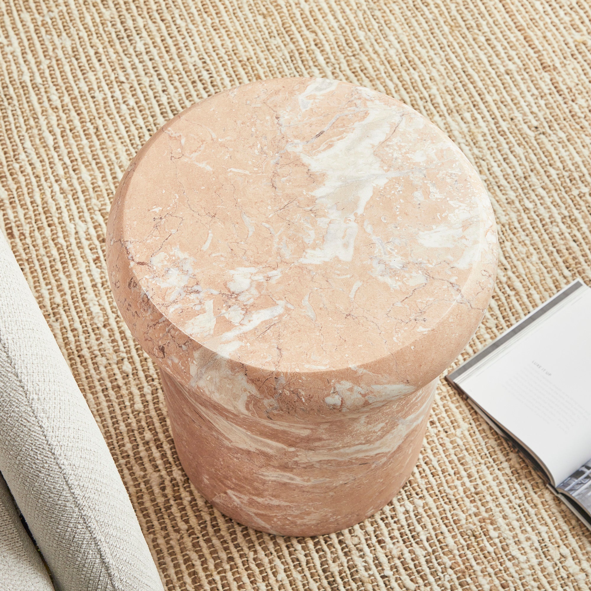 Luna 38cm MgO Tea Rose Marble Look Stool
