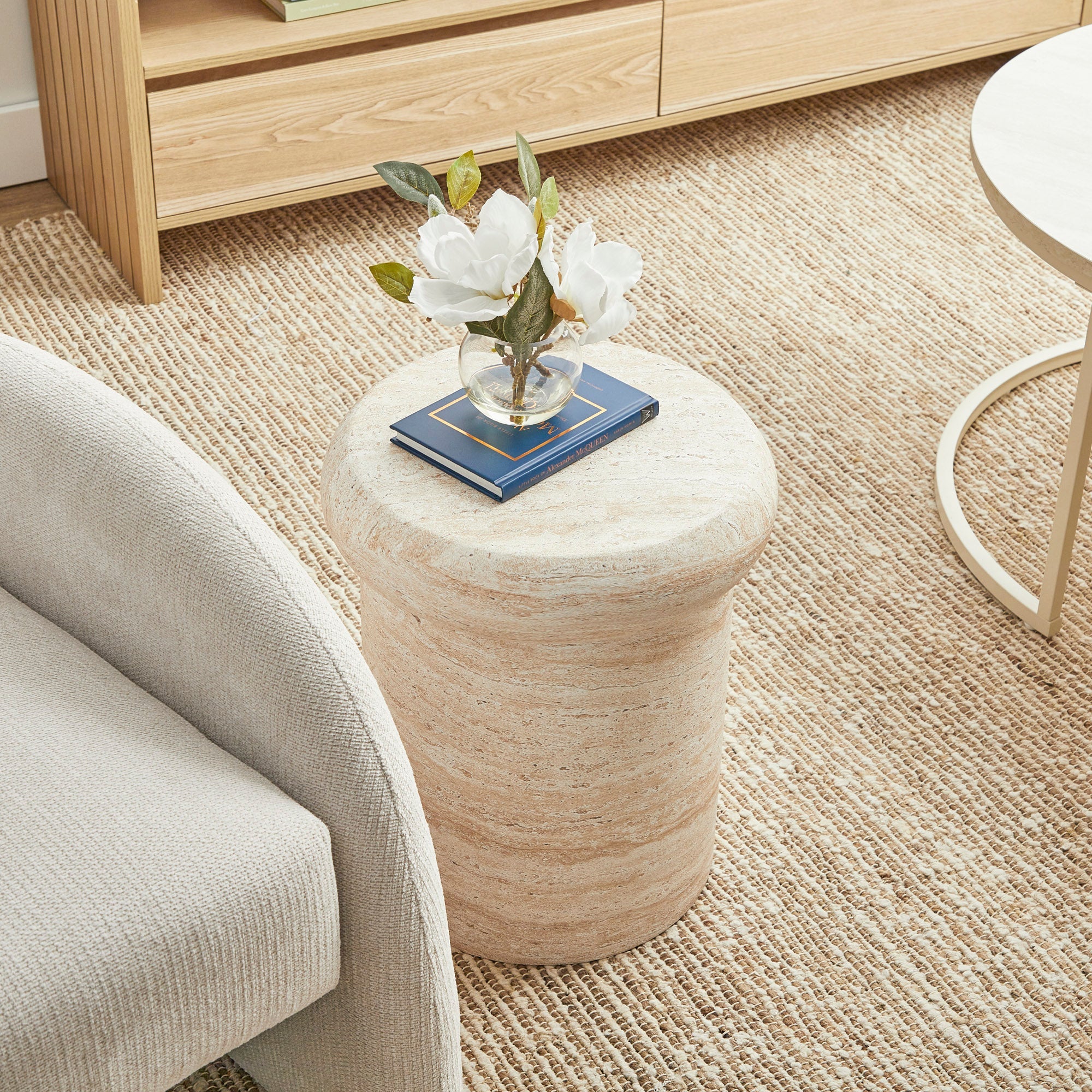 Luna MgO Travertine Look Stool
