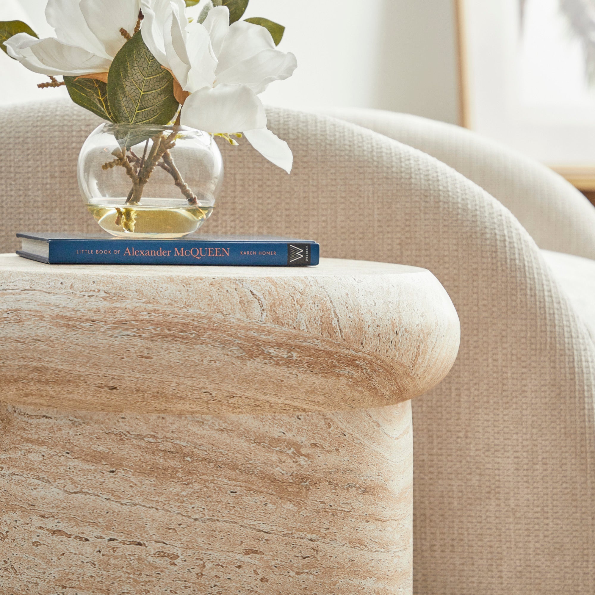 Luna MgO Travertine Look Stool