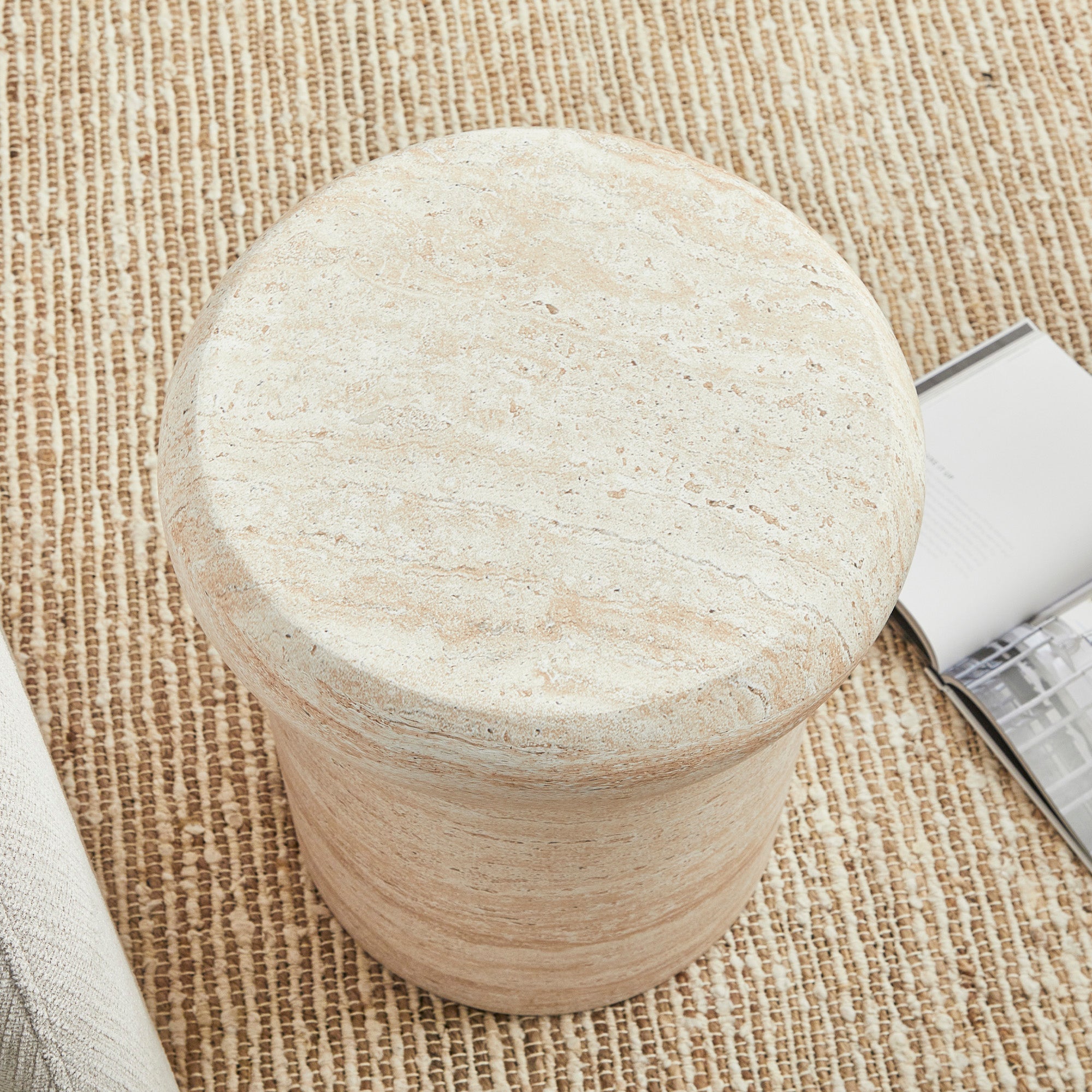 Luna MgO Travertine Look Stool