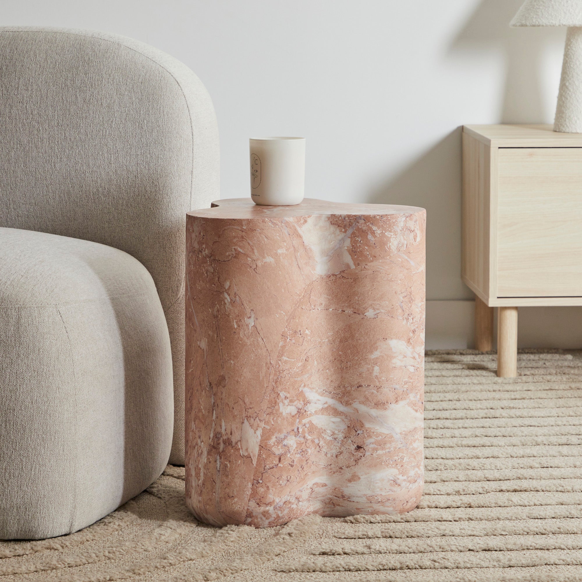 Poppy MgO Side Table Tea Rose Marble Look