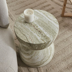Stella MgO Side Table Green Marble Look