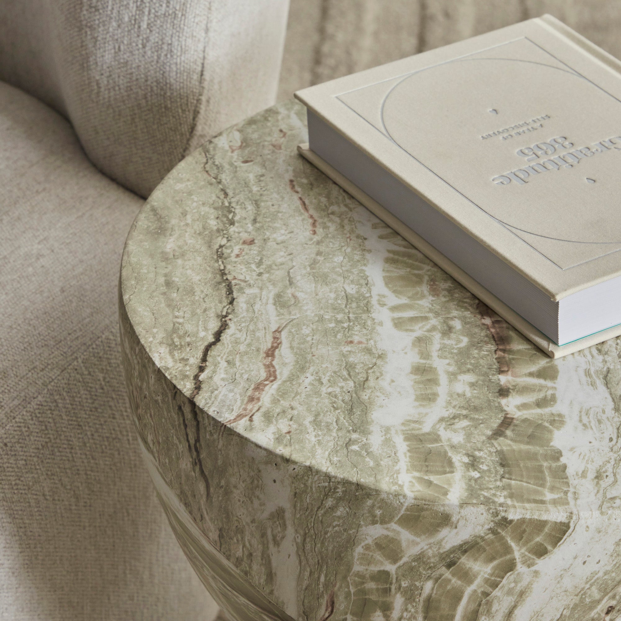 Stella MgO Side Table Green Marble Look