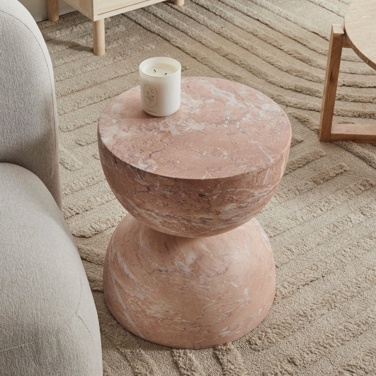 Stella MgO Side Table Tea Rose Marble Look