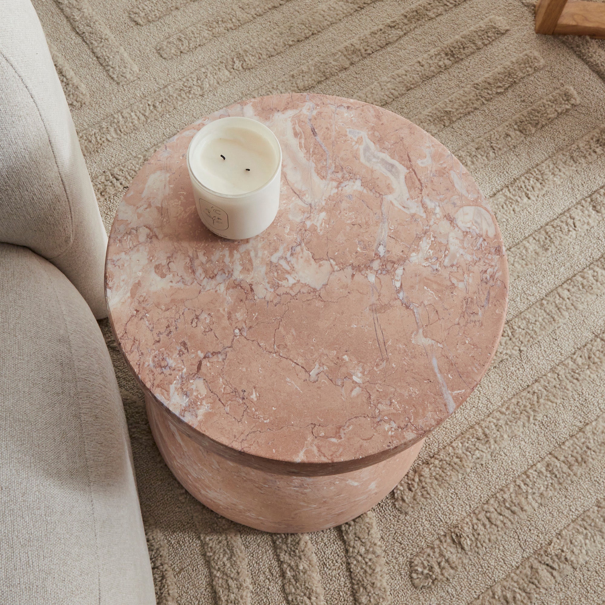 Stella MgO Side Table Tea Rose Marble Look