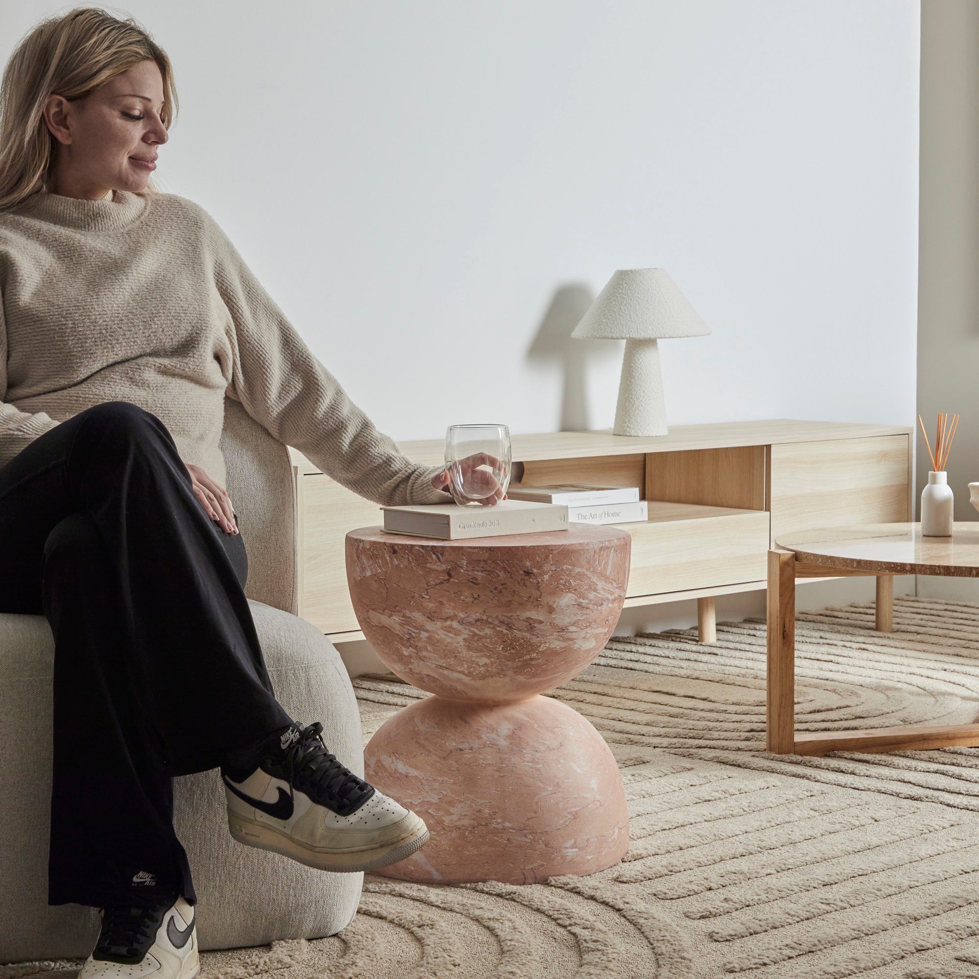 Stella MgO Side Table Tea Rose Marble Look