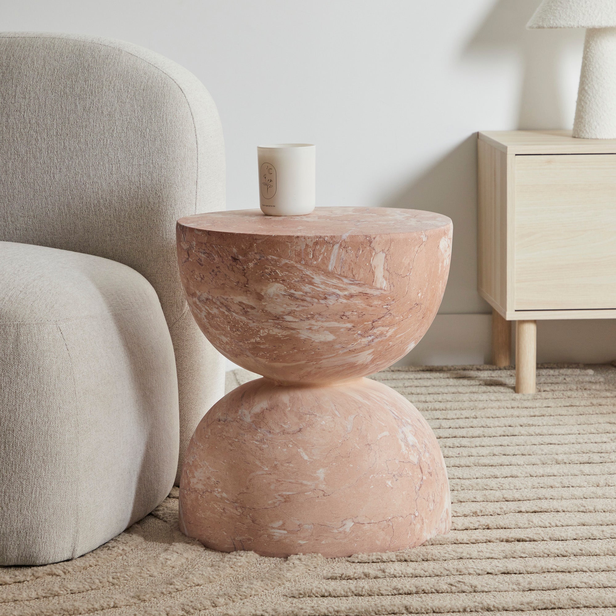 Stella MgO Side Table Tea Rose Marble Look
