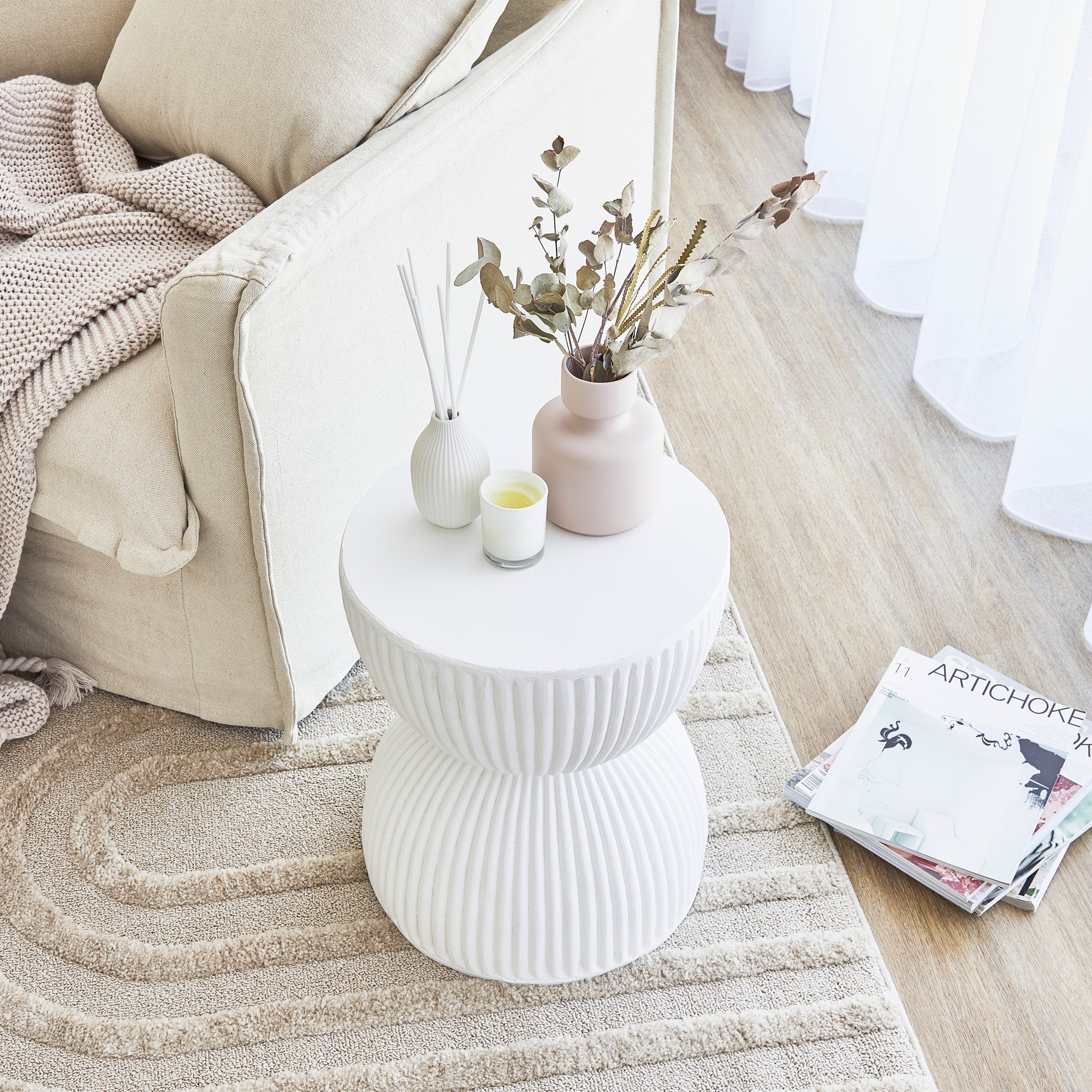 Saluzzo MgO Side Table White