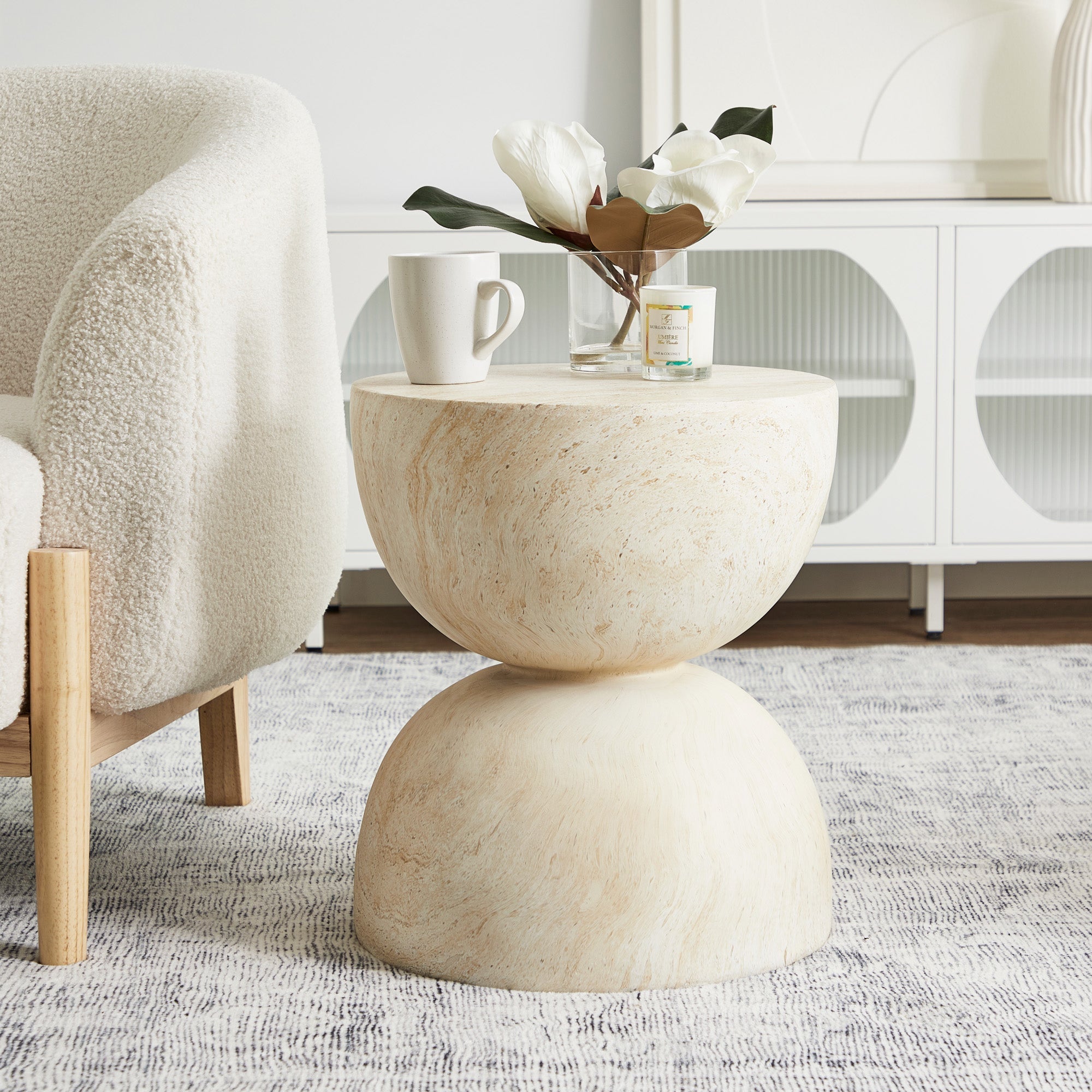 Stella Side Table Travertine Look