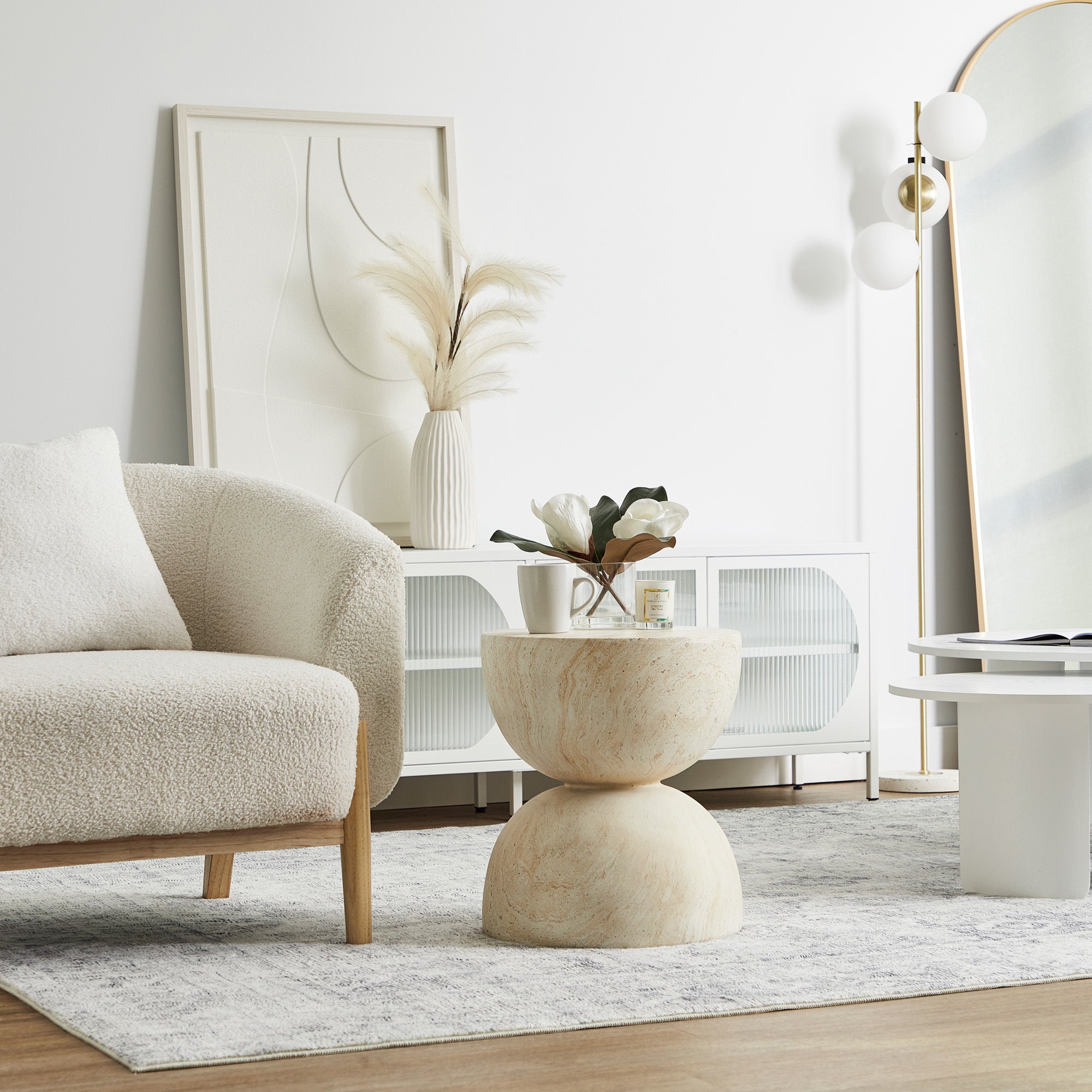 Stella Side Table Travertine Look