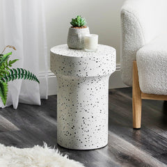 Leon Terrazzo Side Table Stool Speckle White