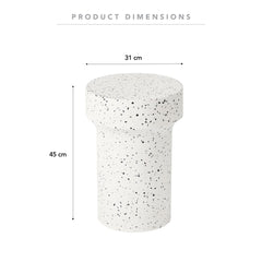 Leon Terrazzo Side Table Stool Speckle White