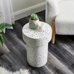 Leon Terrazzo Side Table Stool Speckle White