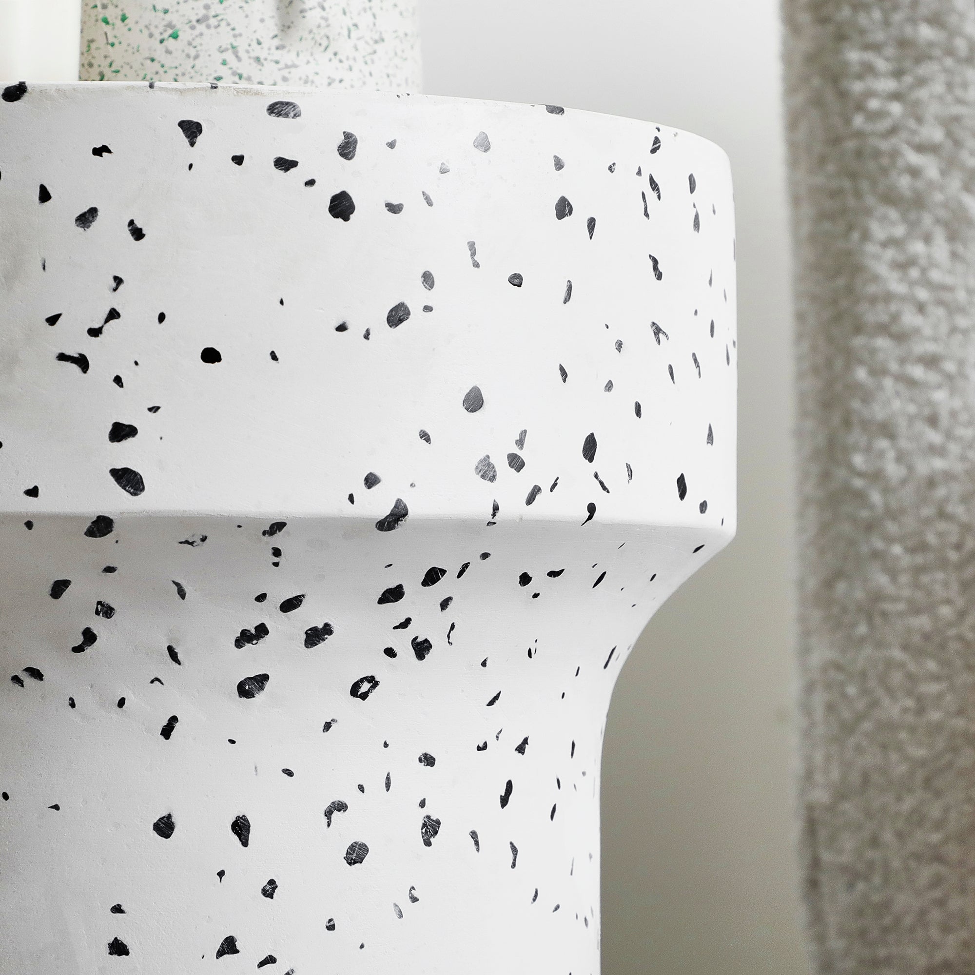 Leon Terrazzo Side Table Stool Speckle White