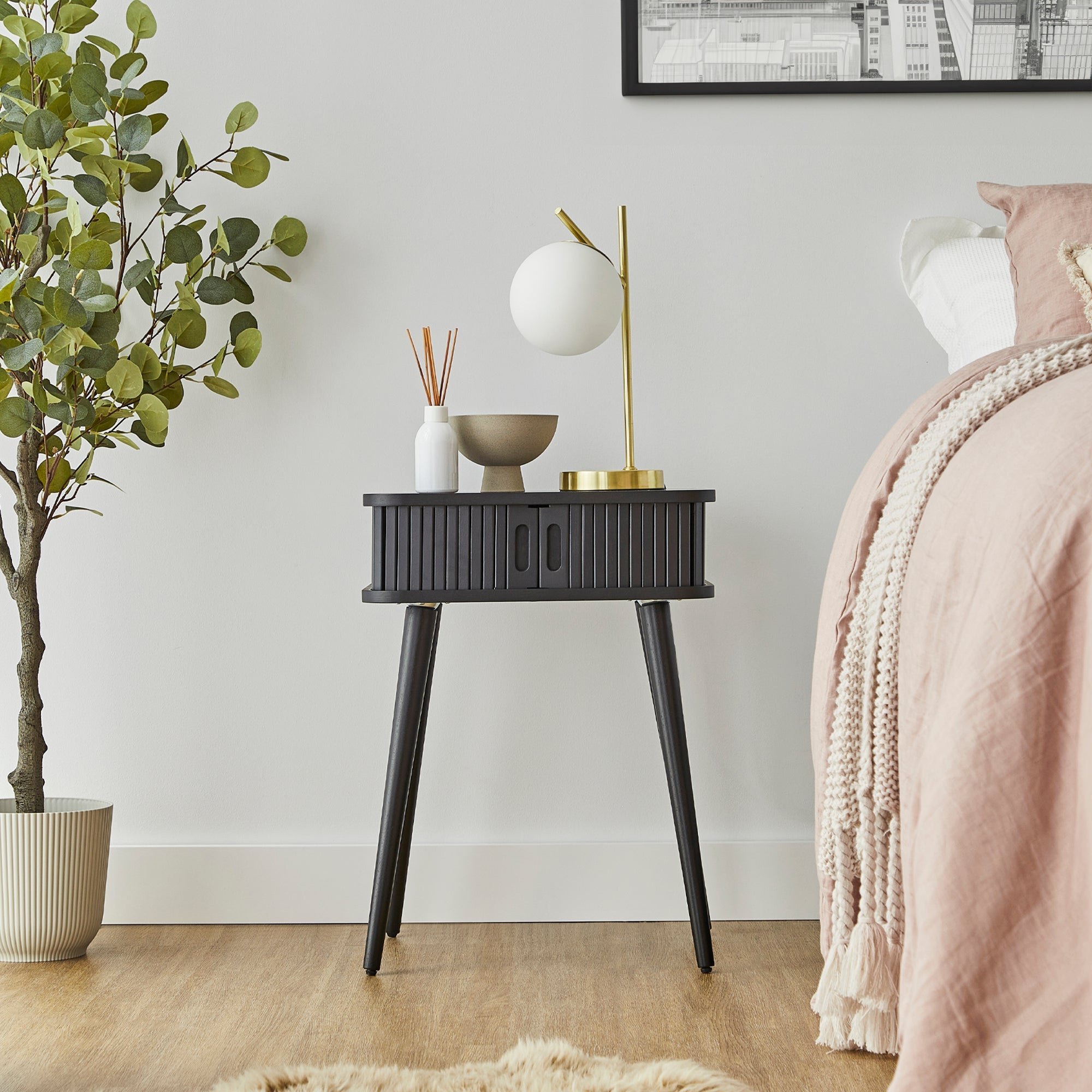 Curve Bedside Table Black (Set of 2)