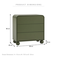 Baxter Chest of 3 Drawers Green