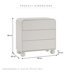Baxter Chest of 3 Drawers Cream