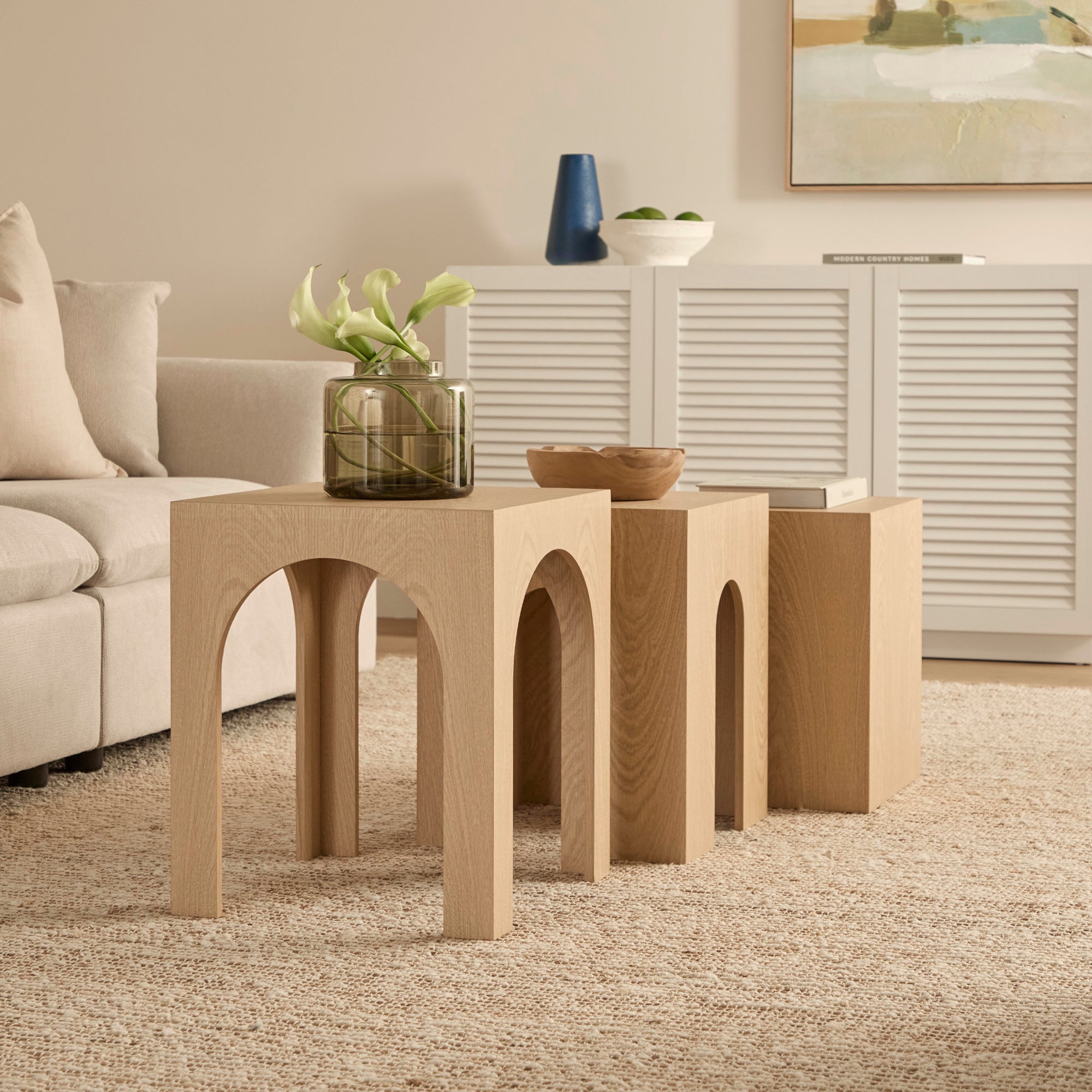 Belle Set of 3 Nested Side Tables Oak