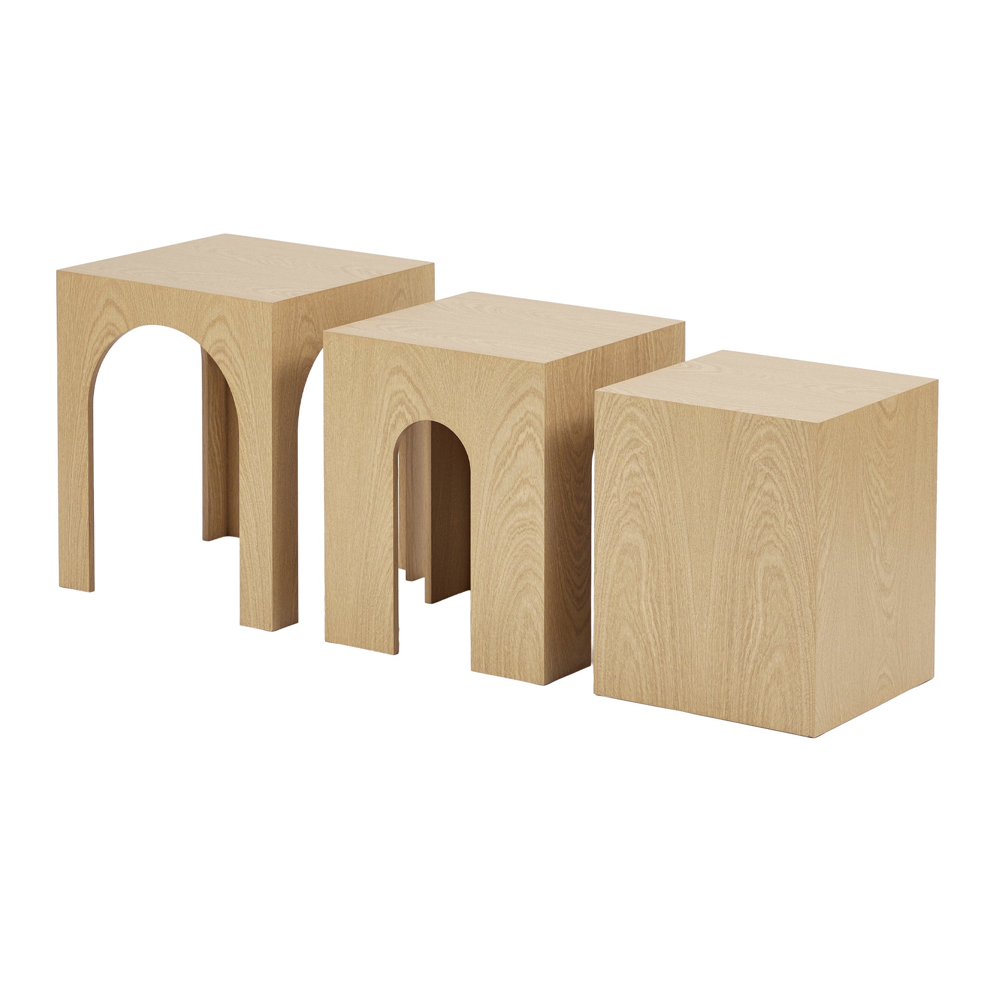 Belle Set of 3 Nested Side Tables Oak