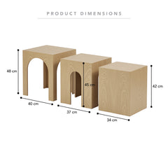 Belle Set of 3 Nested Side Tables Oak