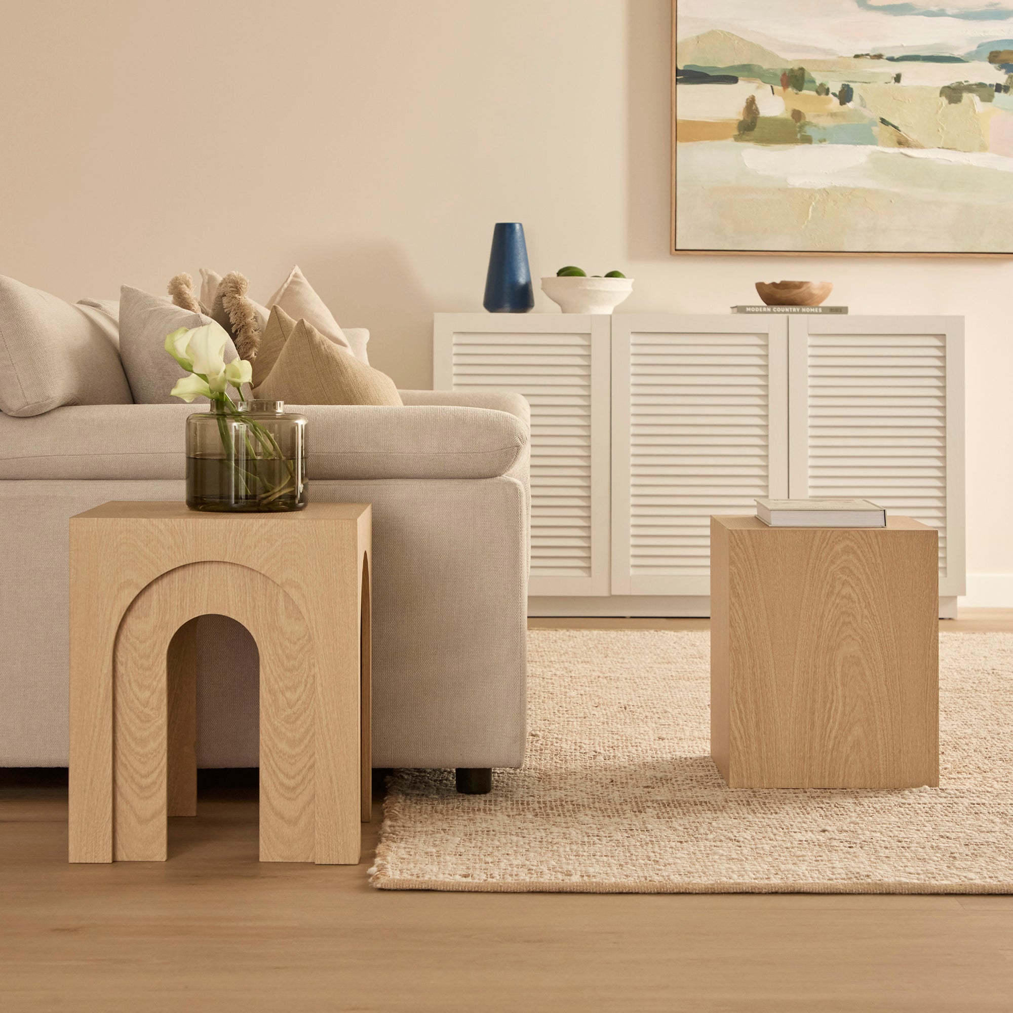 Belle Set of 3 Nested Side Tables Oak