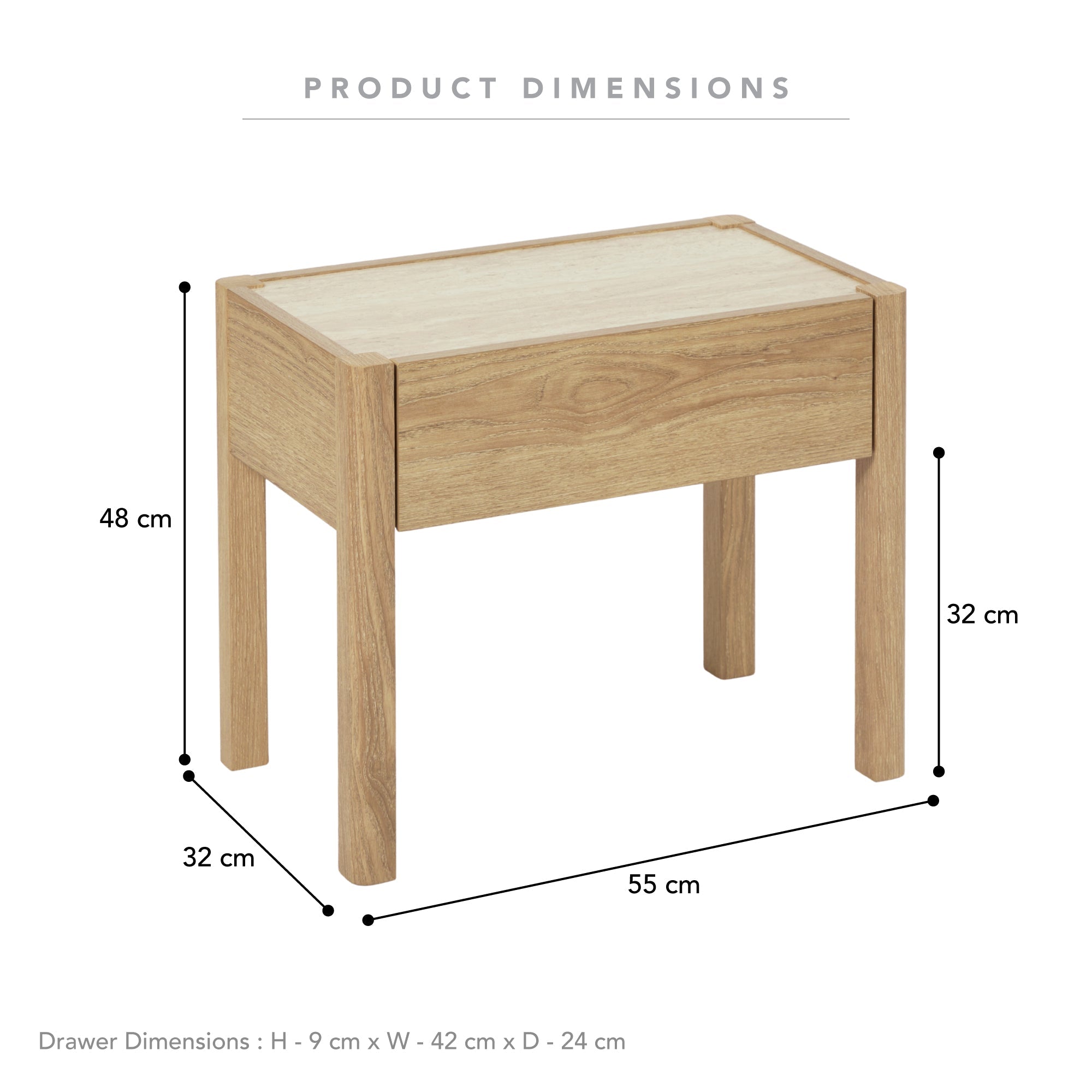 Clarke Bedside Table Oak (Set of 2)