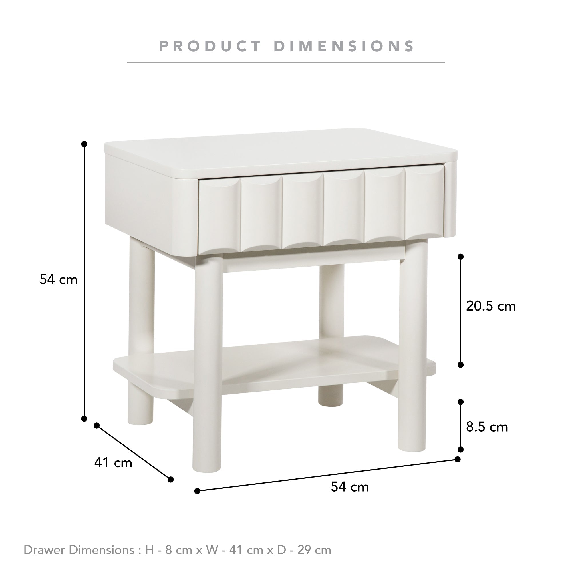 Cosette Bedside Table Off-White (Set of 2)