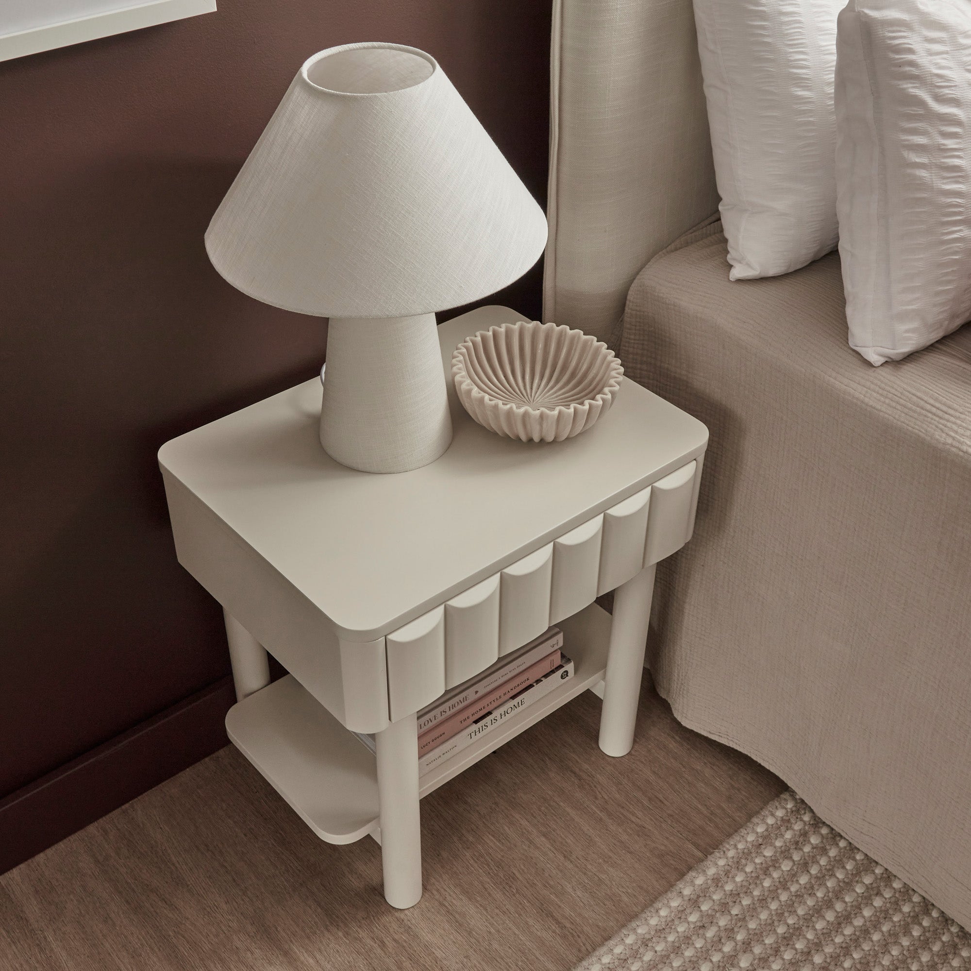 Cosette Bedside Table Off-White (Set of 2)