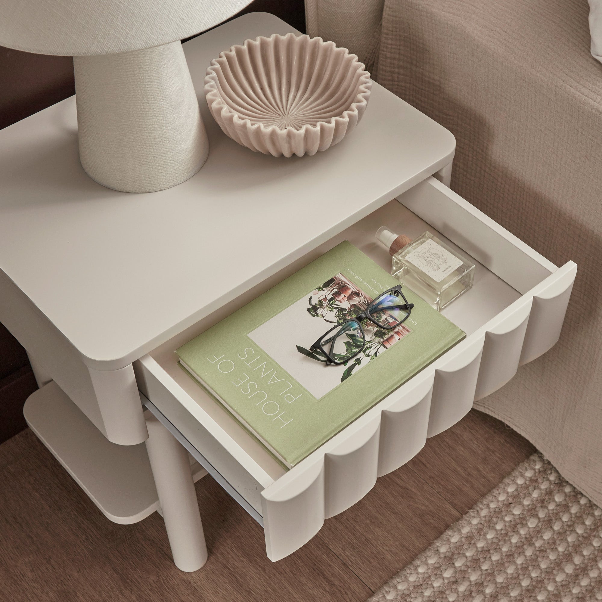 Cosette Bedside Table Off-White (Set of 2)