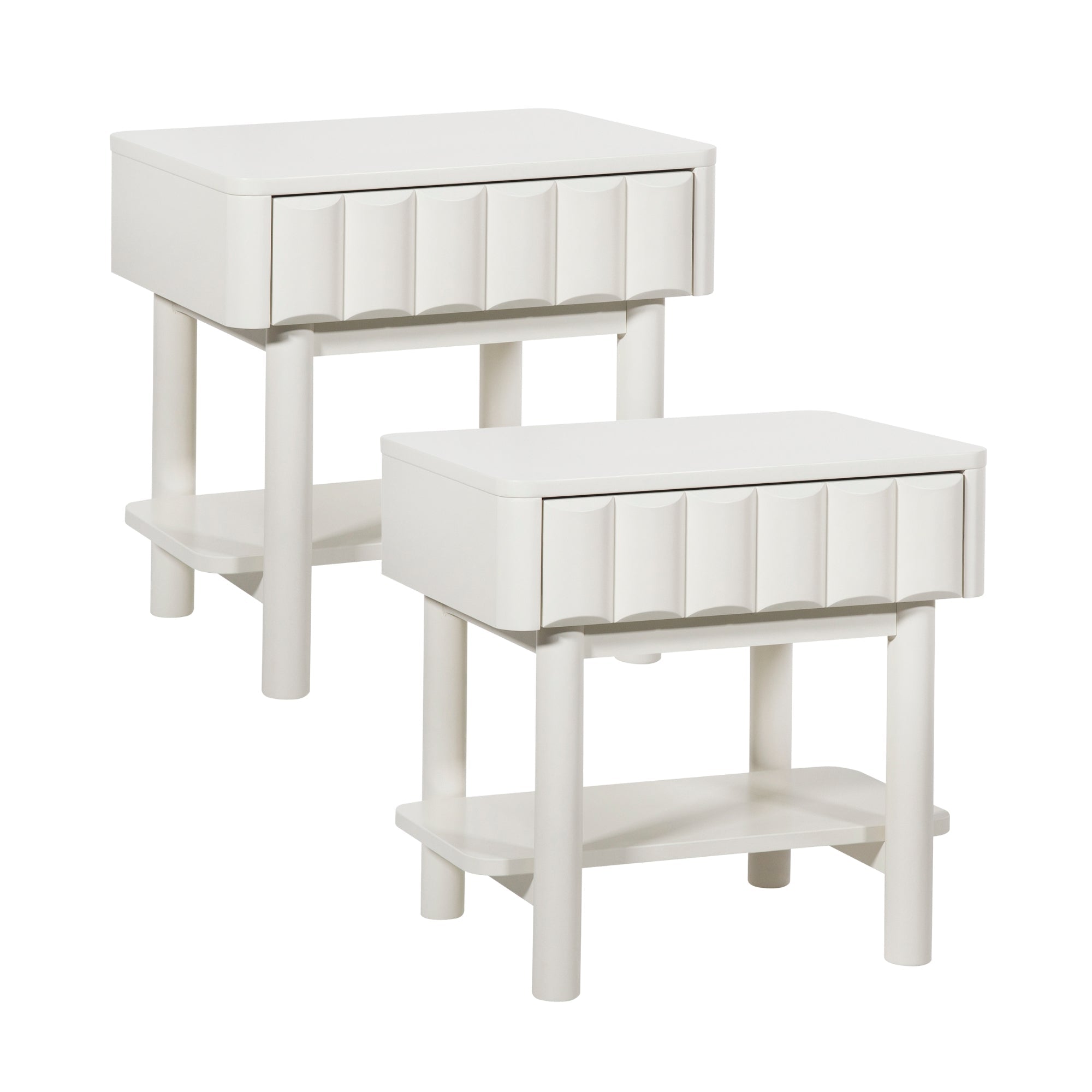 Cosette Bedside Table Off-White (Set of 2)