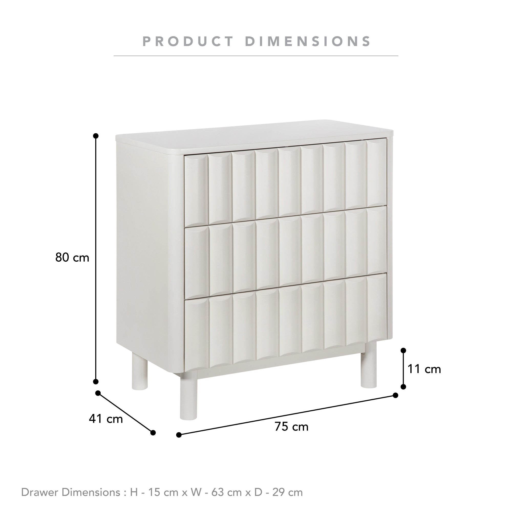 Cosette Chest of 3 Drawers Off-White
