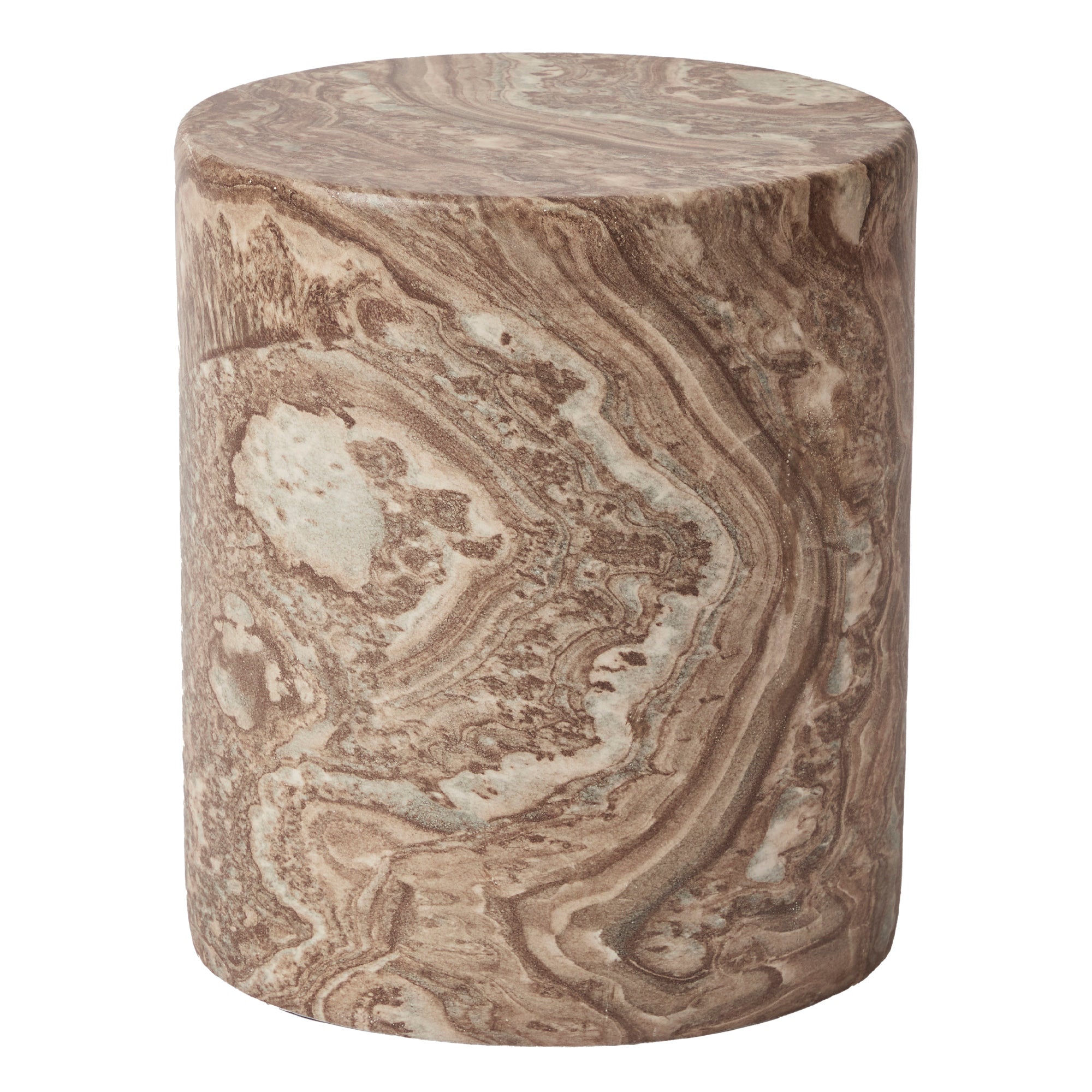 Forster Marble Look Side Table Brown