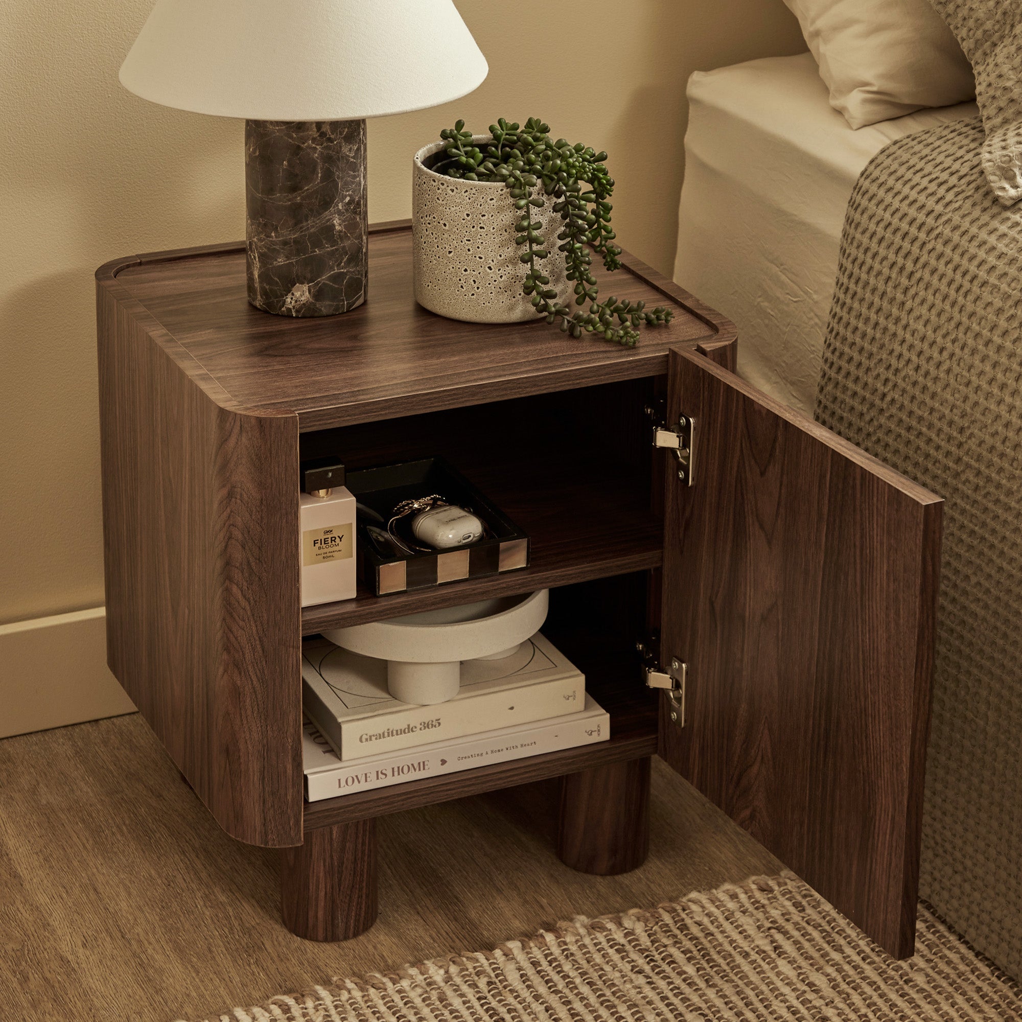 Iris Bedside Table Walnut (Set of 2)