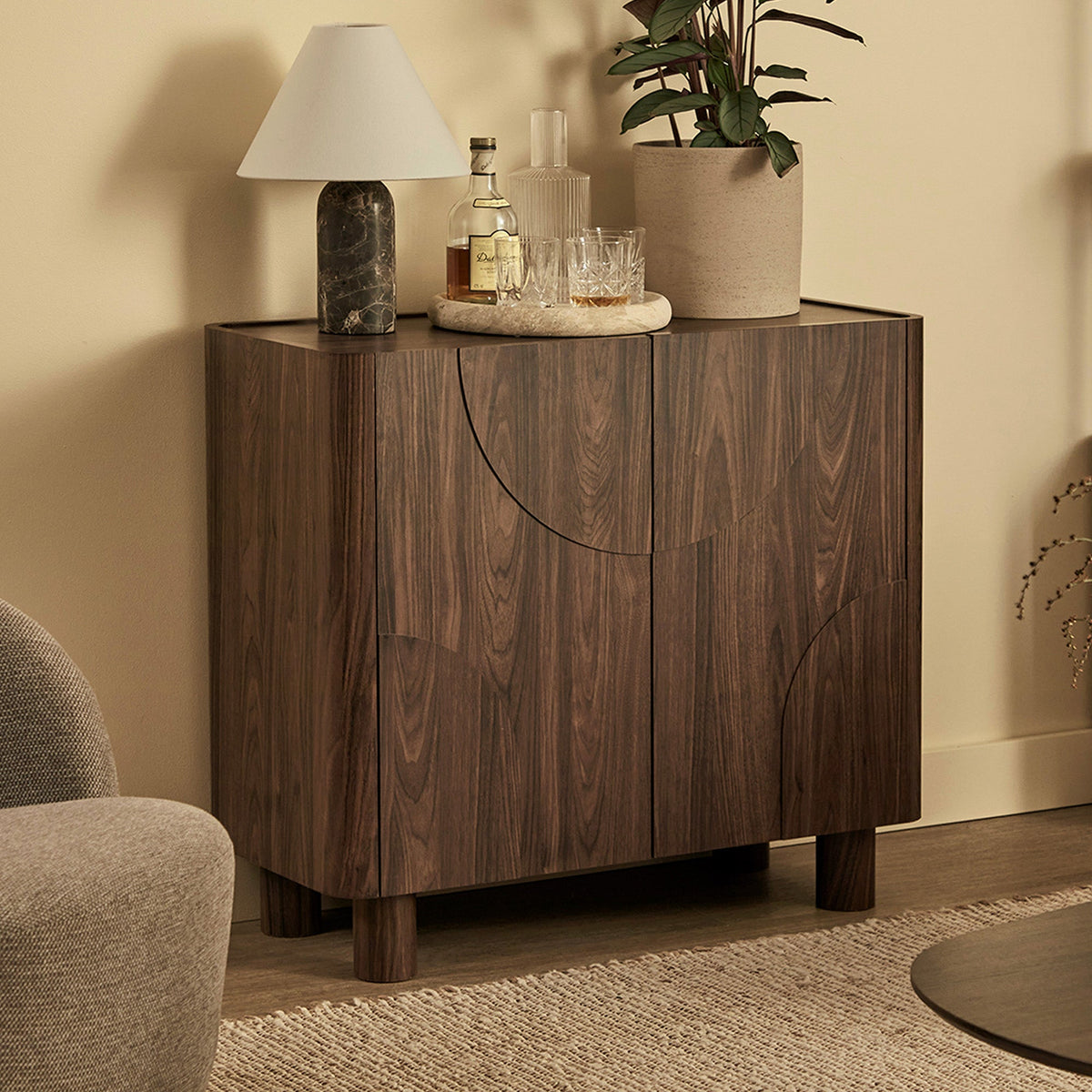 Iris 2 Door Cabinet Walnut