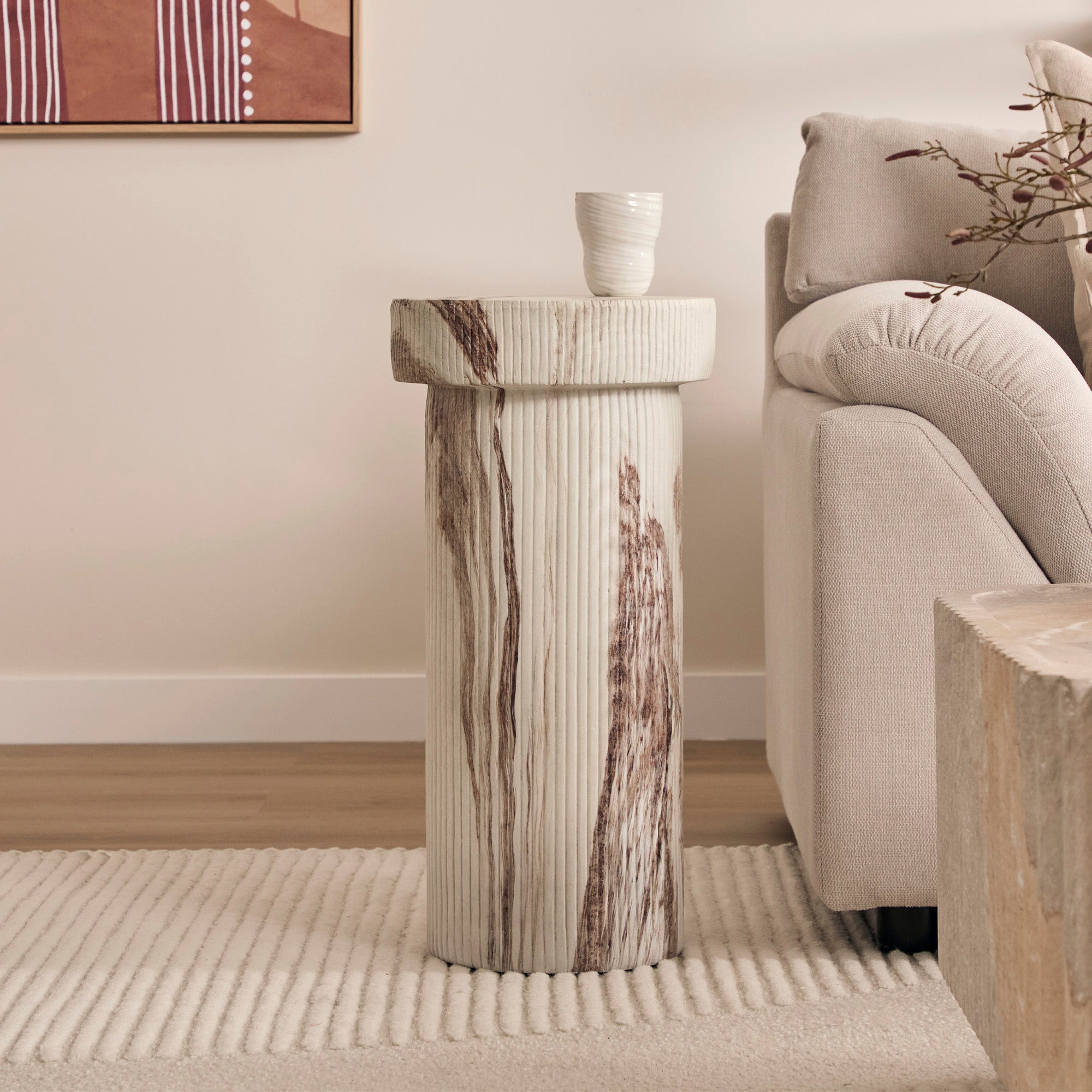Mandu Marble Look Side Table White