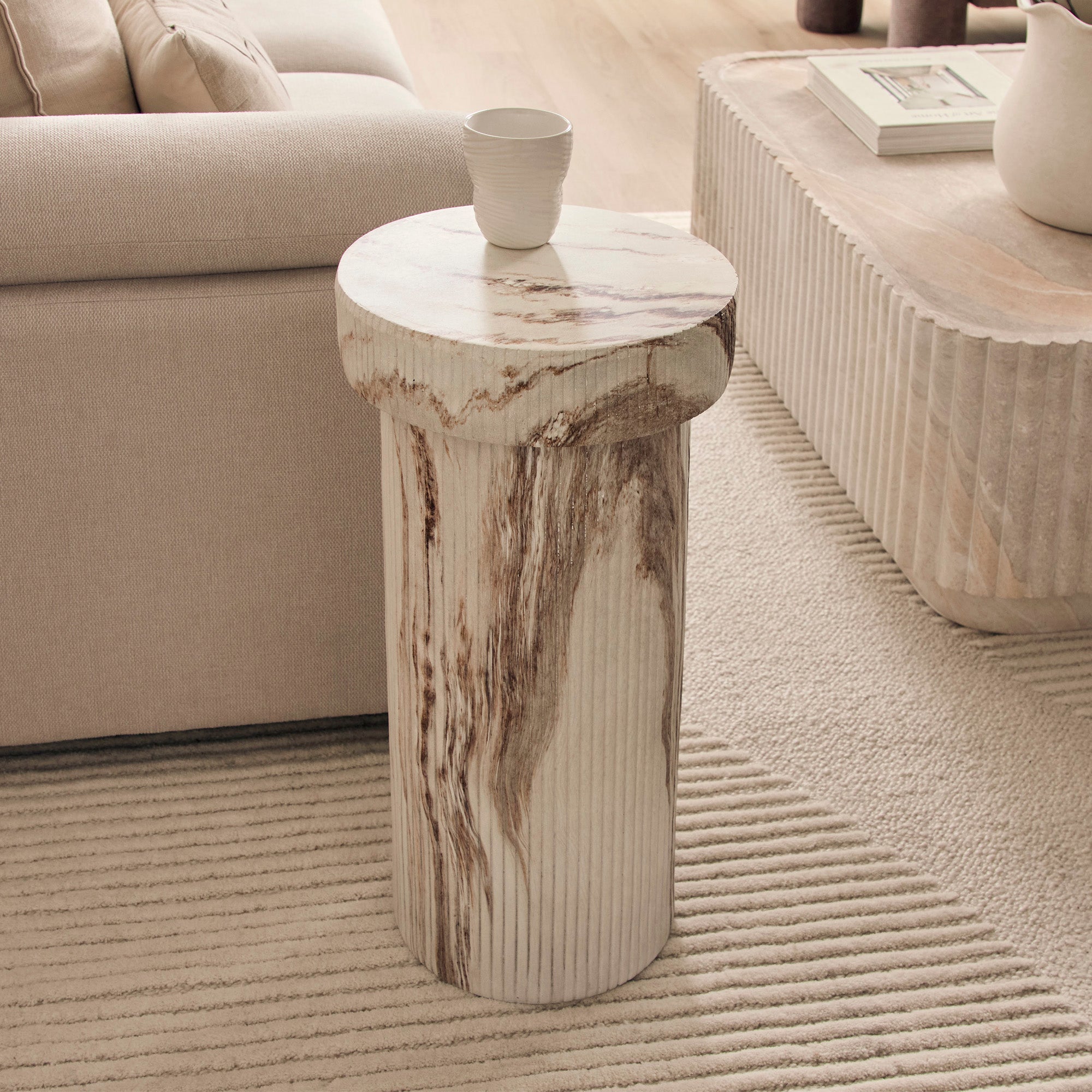 Mandu Marble Look Side Table White