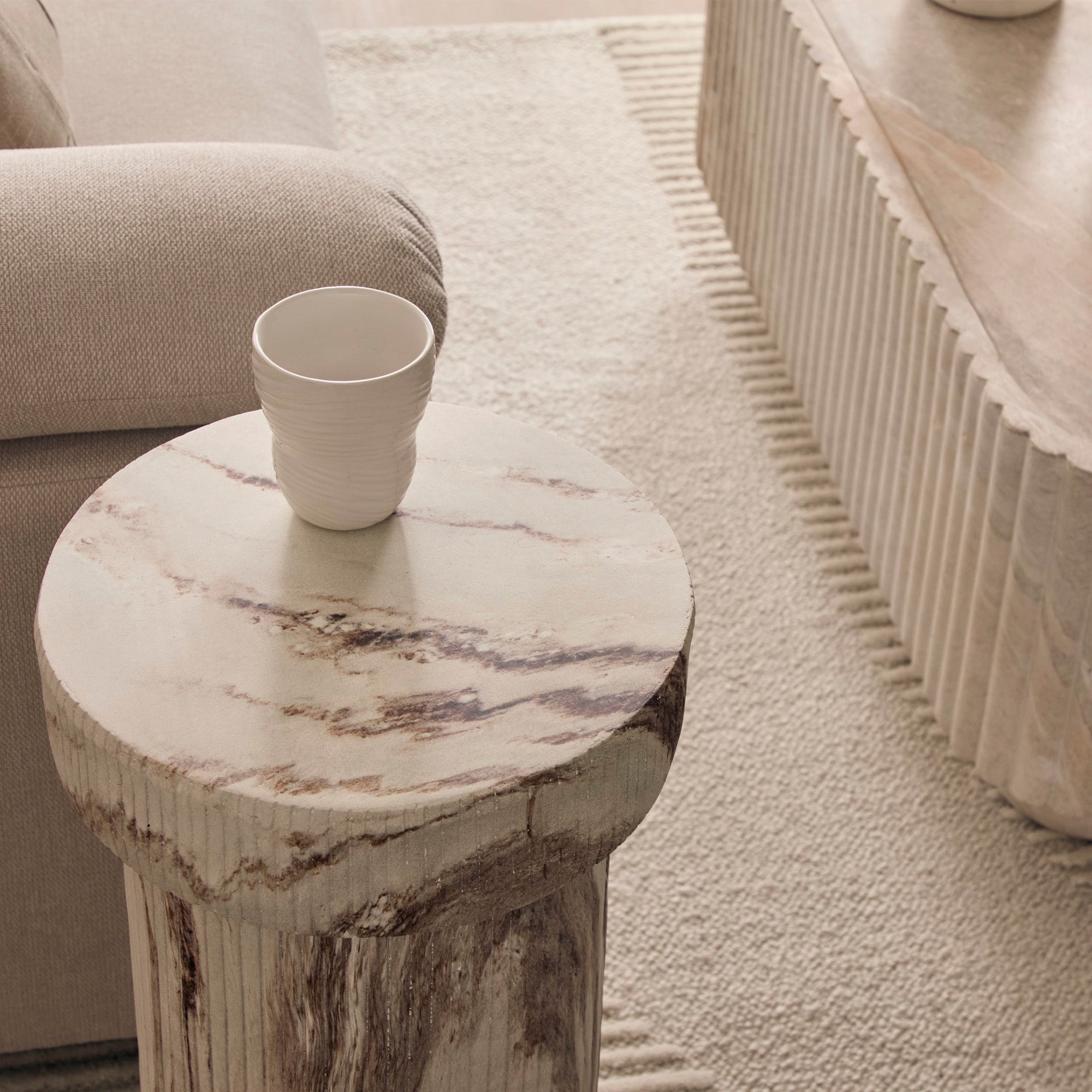 Mandu Marble Look Side Table White