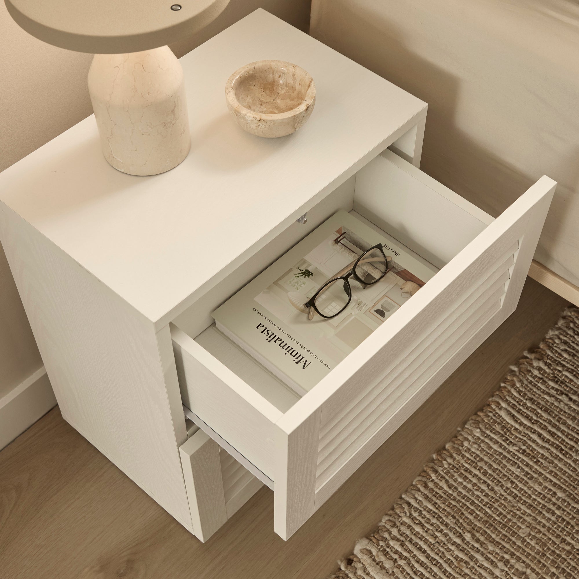 Neive Bedside Table White (Set of 2)