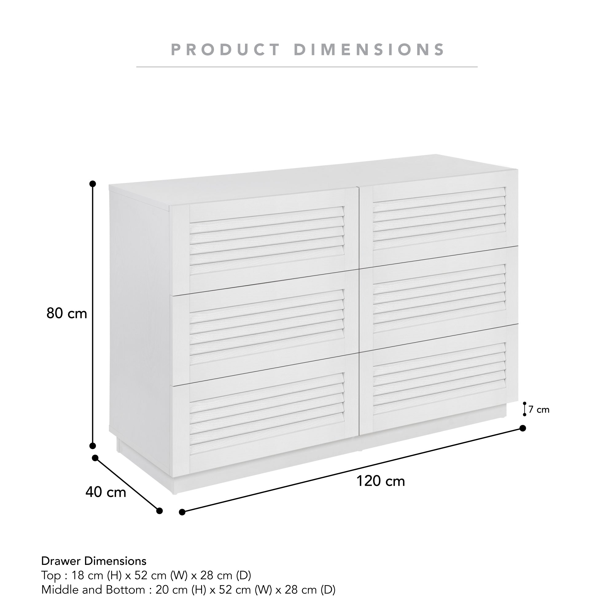 Neive Chest of 6 Drawers White